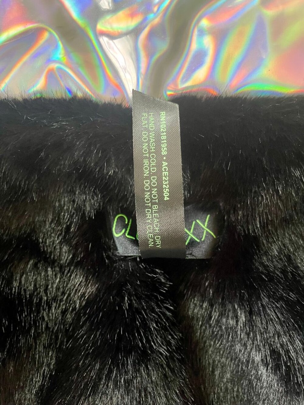 Dolls Kill Club EXX Women's Iridescent Puffer Jacket w/ Horned Hood size SM NWOT - Picture 10 of 13